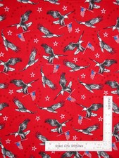 Patriotic USA Eagle Flag Stars Fabric By The Yard Red Cotton Windham Liberty