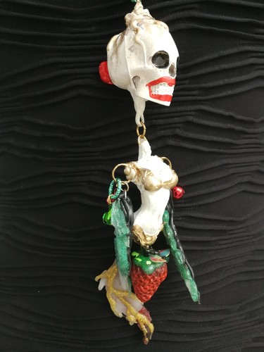 luxury jewelry talisman necklace mexico ethnic pendant tribe skull doll calavera - Picture 3 of 12