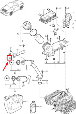 PORSCHE 95B Motorkühlmittelrohr Niederhalter 99950788640 999.507.886.40 NEU ORIGINAL