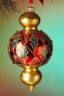 NEIMAN MARCUS Glass Christmas Ornament/Spintop Pendant Drop Finial POLAND Red — photo 5