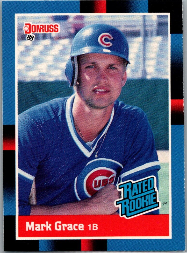 1988 Donruss Rated Rookie Last Line Begins with (159) #40 Mark Grace RC
