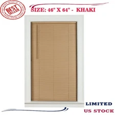 1" Cordless Vinyl Room Darkening Mini Blinds, Khaki, 46"W x 64"L, Fade Resistant