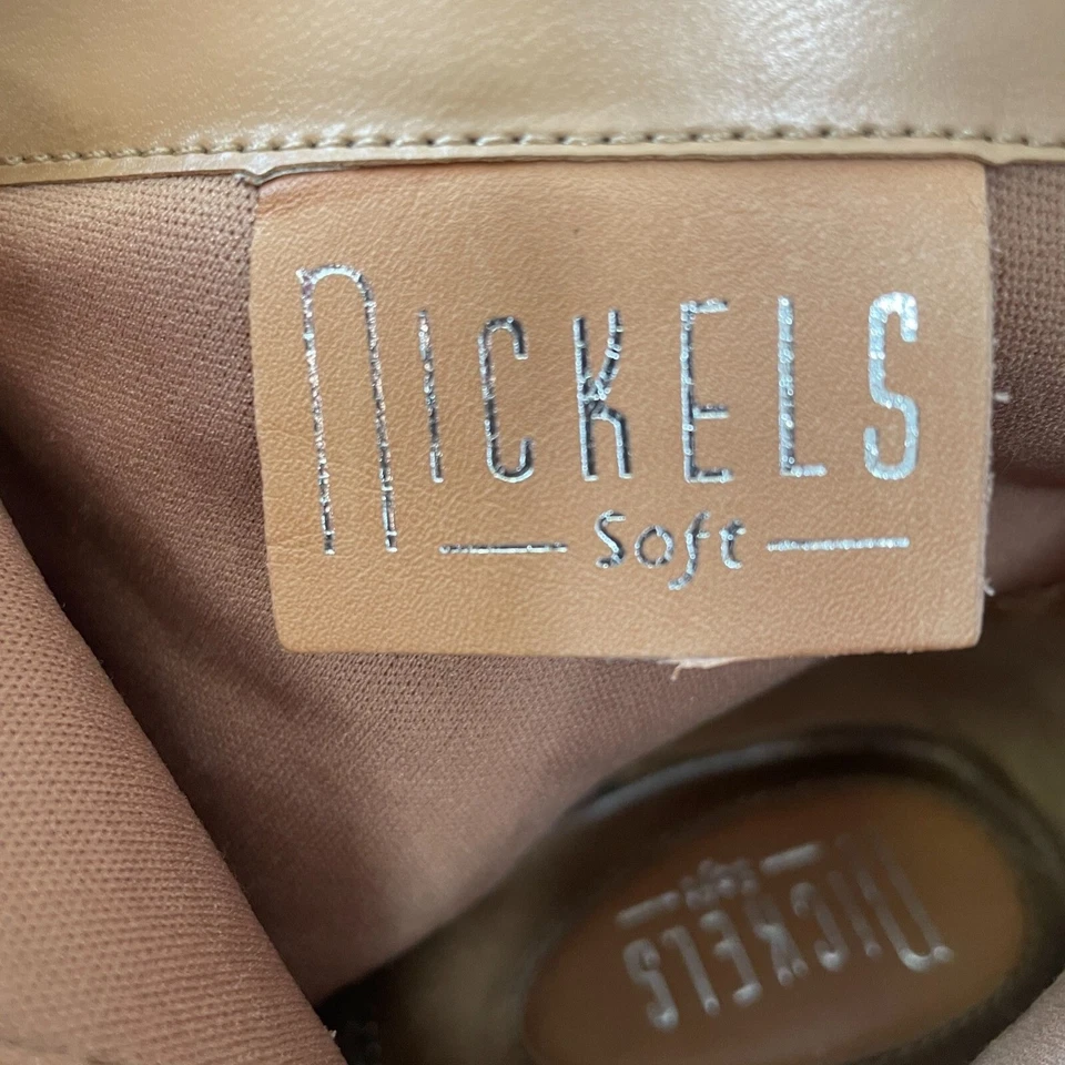 Botines de cuero tostado suave Nickels para mujer talla 8M tacón bloque cremallera lateral elegantes Foto 3 de 4