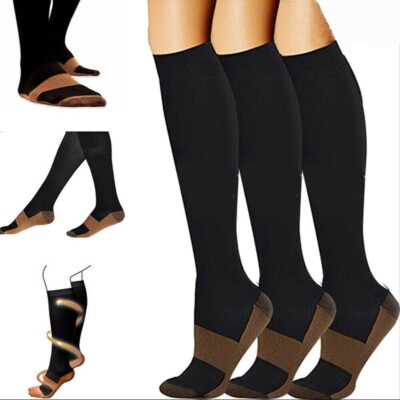 3 Pairs Compression Socks 10-20mmHg Moisture Wicking Support Stocking XXL