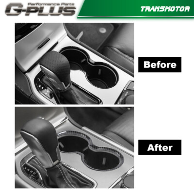 Carbon Fiber Look Gear Shift Cup Holder Trim For 2011-2021 Jeep Grand Cherokee - Interior Bezel Cover
