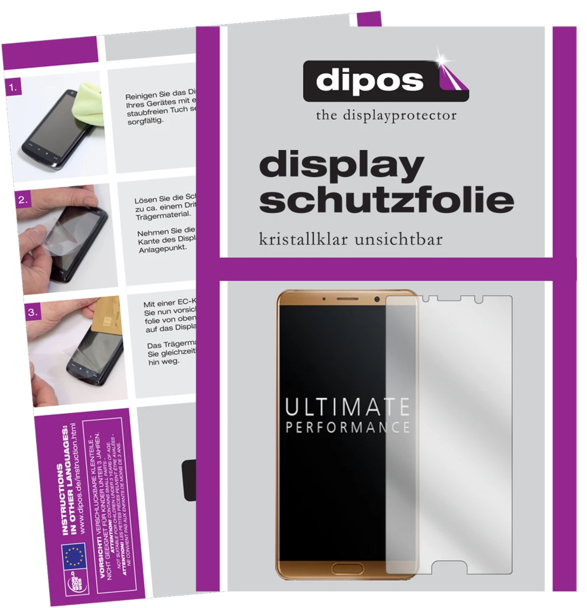 2x Pellicola per Huawei Mate 10 Protettiva Protezione Schermo Cristallo dipos