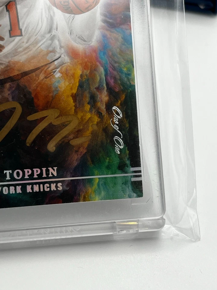 2020 Panini Origins Obi Toppin RC Rookie Card Gold Ink Auto One of One 1/1 - Image 3 of 4