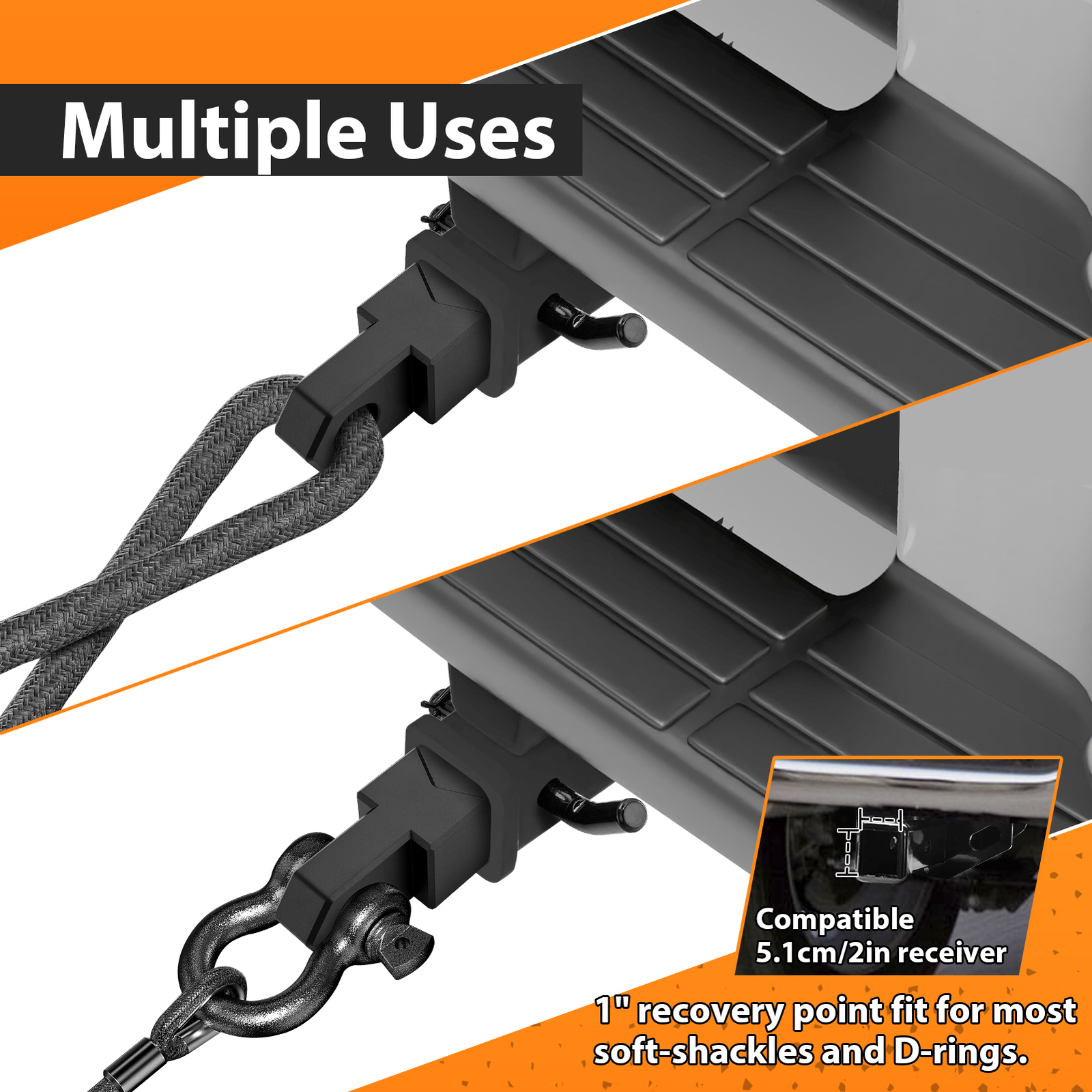 Shackle Hitch 2" Receiver Towing Mount for Trucks Off-Road 4x4 Towing Recovery