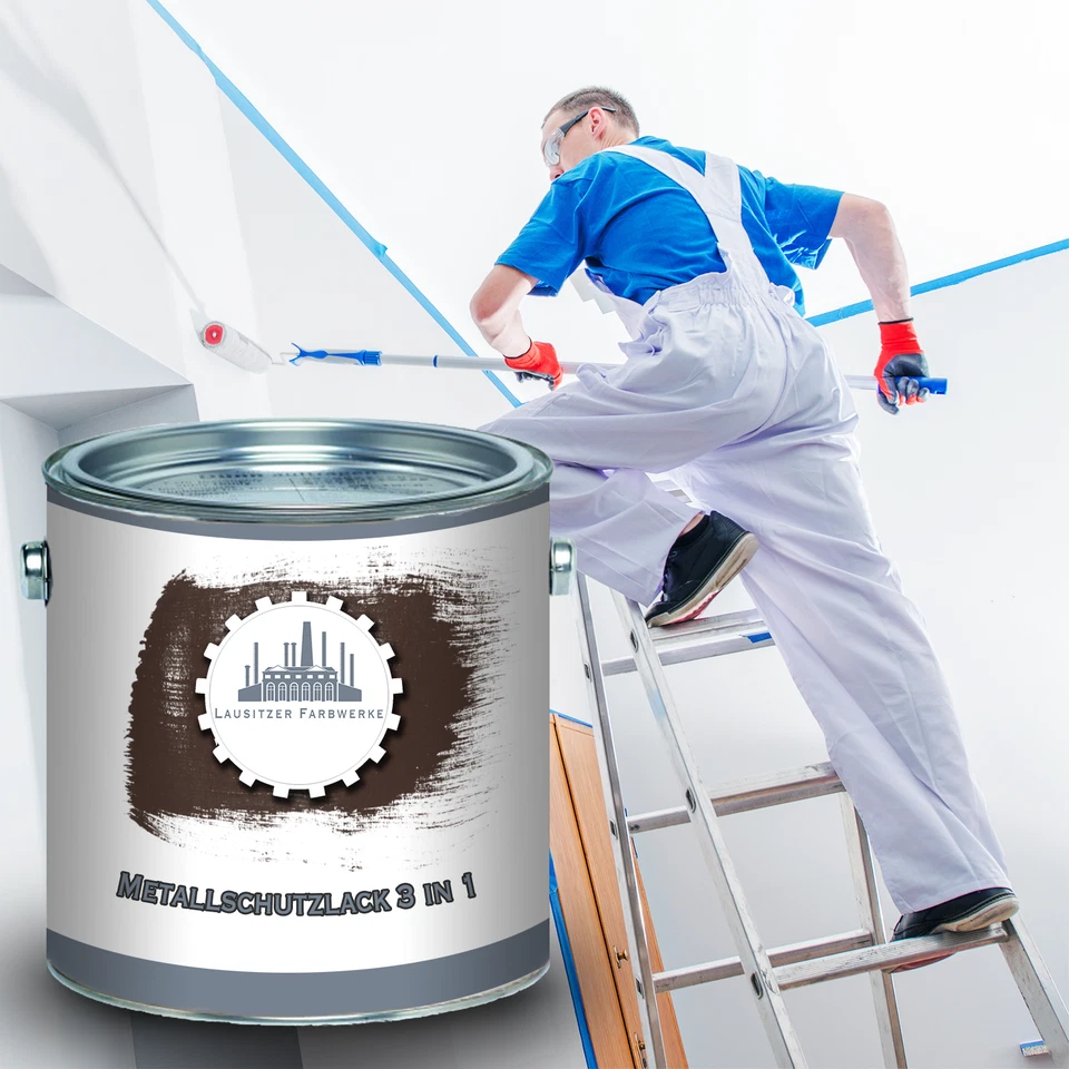 Lausitzer Farbwerke metal protection paint 3 in 1 2.5 L 5 L 10 L RAL 8017 chocolate brown - Image 2 of 4