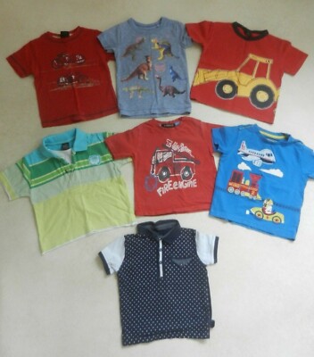 Next Matalan TU George 7 x T-Shirts Bundle Age 12-18 Months Dinosaur Vehicles