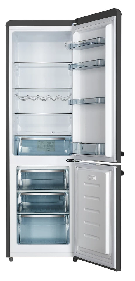 Wolkenstein Retro Kühl-Gefrierkombination Schwarz 249L 55cm Breit Kühlschrank - Bild 4 von 4