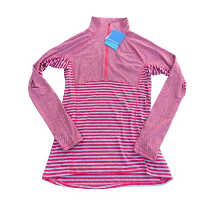 Columbia Layer First II Stripe 1/2 Zip Pullover Grey / Pink Women's Small (S)