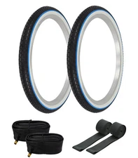 OG TIRE BUNDLE W/ 20" X 1.75 WHITEWALL BLUE LINE BRICK TIRE, TUBE & RIMSTRIPS