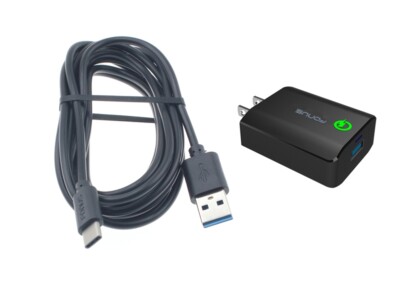 Galaxy S10 e S20 Note10 Plus 18W Fast Home Charger 6ft USB Cable Type-C Turbo