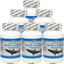 6x 100% Natural Shark Cartilage 750mg 100 Caps =600Caps