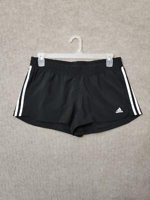 Adidas Pacer 3 Stripes Woven Shorts Women L Black White