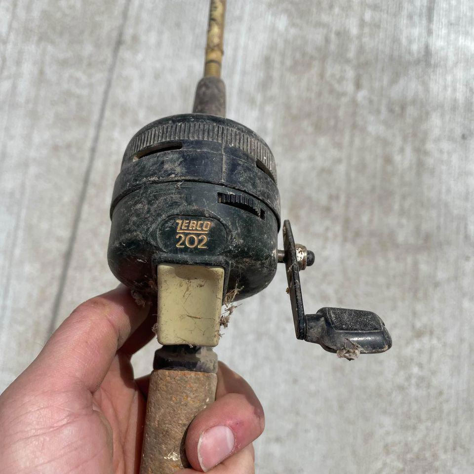 Vintage Zebco 202 Fishing Reel with KMart Sportfisher 7371 Fishing Rod