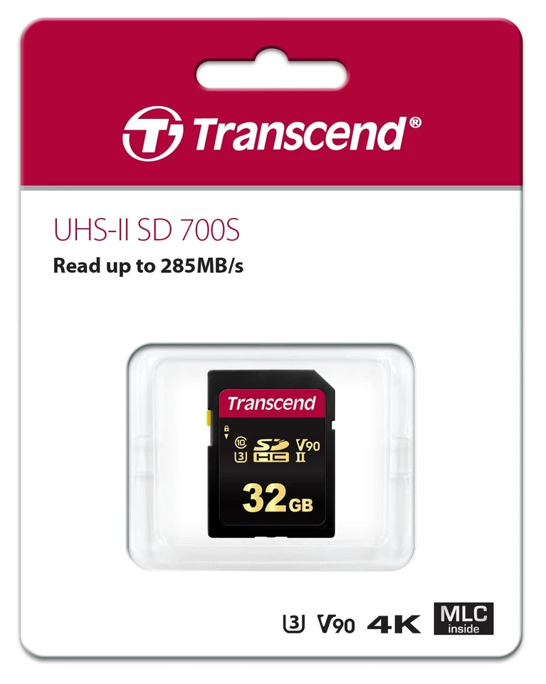 32GB Transcend 700S SDHC UHS-II U3 V90 SD Memory Card CL10 285MB/sec MLC Flash - Image 2 of 2