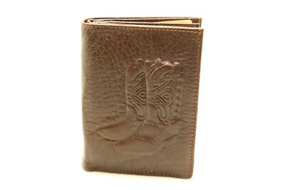 Braune Echtleder Geldbörse mit Motiv ''Cowboystiefel'' - 13x9cm - NEU
