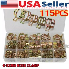 115x Hose Spring Clamps 6-22mm Fastener Fuel Water Line Pipe Air Tube Clips Kit