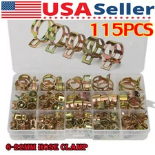 115X Hose Spring Clamps 6-22mm Fastener Fuel Water Line Pipe Air Tube Clips Kit
