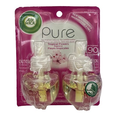 Air Wick Pure Tropical Flowers Scented Oil Plug In 2 Refills Air Freshener RARE