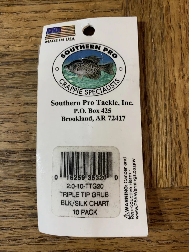 Southern Pro Bait Triple Tip Grub Blk Silk Chartreuse - Image 3 of 3