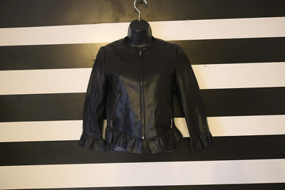 Zara Basic Women s Jacket Black Faux Leather Blazer Front Zipper Size XS