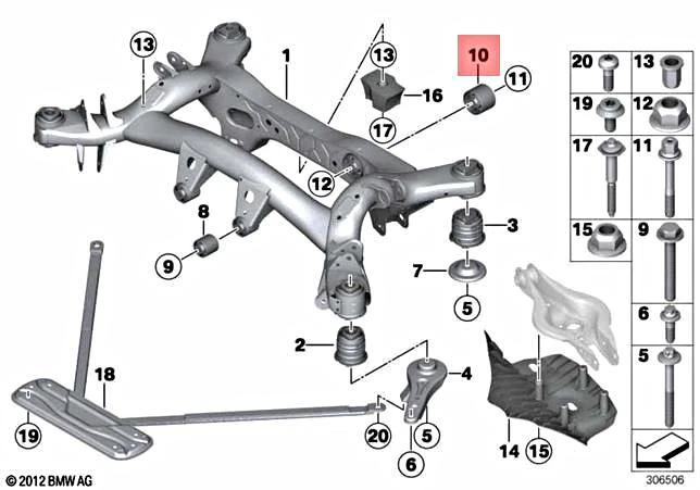 For BMW Genuine Differential Housing Insulator Rear Inner  