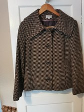 Vintage 90s Etam Wool Blend Jacket Coat Dogstooth Size 14 Uk Preppy Clueless