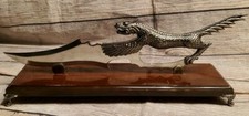 Large Bladed Dagger with a Dragon Handle and Footed Stand