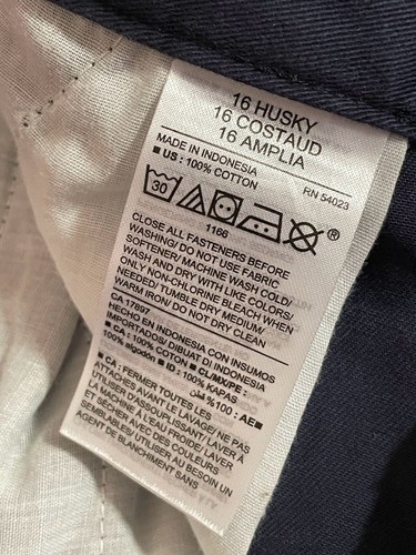 Old Navy Boy's Adjustable Waist Straight Husky Navy Blue School Dress Pant 16 - Picture 5 of 7