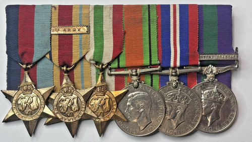 British World War 2 Service Medals 8th Army Africa, Italy & Palestine M. TSIKI
