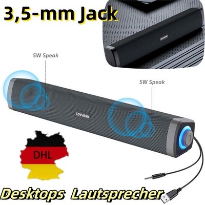 Soundbar für  Geräte,PC-Lautsprecher USB-betrieben 3,5mm Computer-Lautsprecher