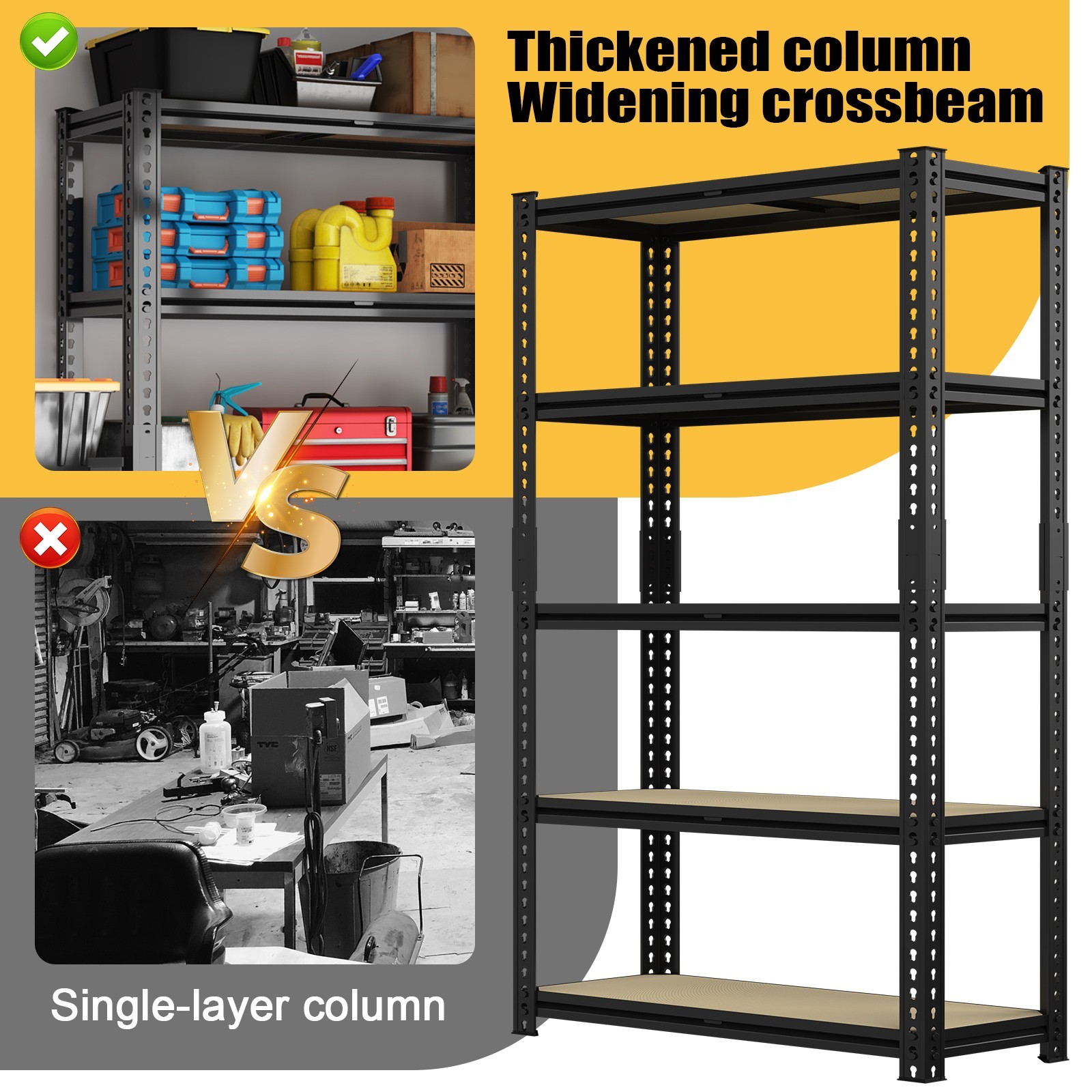5-Tier Heavy Duty Metal Shelving Unit Garage Shelves Adjustable Utility Rack