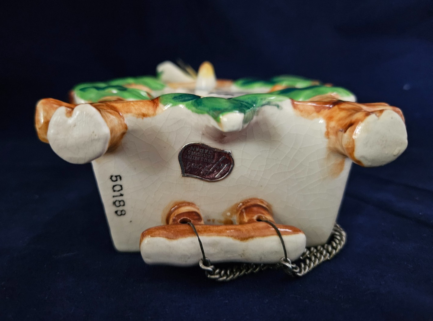 Vintage Lefton Ceramic Cuckoo Clock Hanging Wall Pocket Birds 50188 w/Sticker