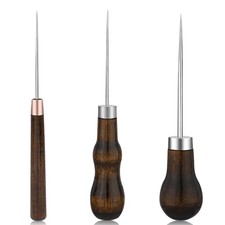 ZXIIXZ 3 Pack Leather Scratch Awl Tool, Awl Tool Sewing with Gourd Shape Wooden