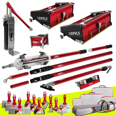 #ad LEVEL5 Drywall Finishing Set Flat Boxes Ext Handles Pump MiniShot 4 663P $3404.16