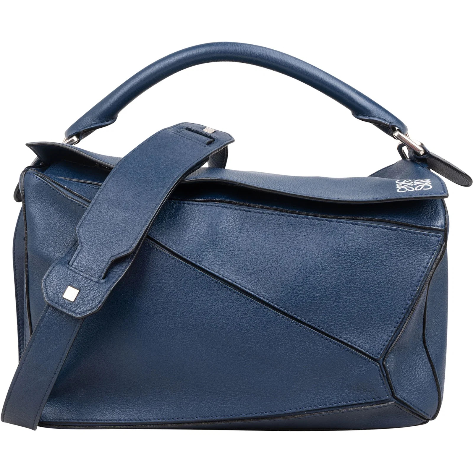 Loewe Blue Grained Calfskin Puzzle Crossbody Handbag Bag