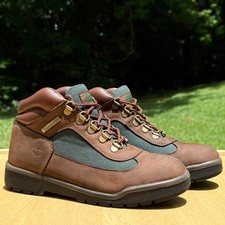 Timberland - Field Boots - Dark Brown Nubuck/Forest Green - Sz: Boys 4.5