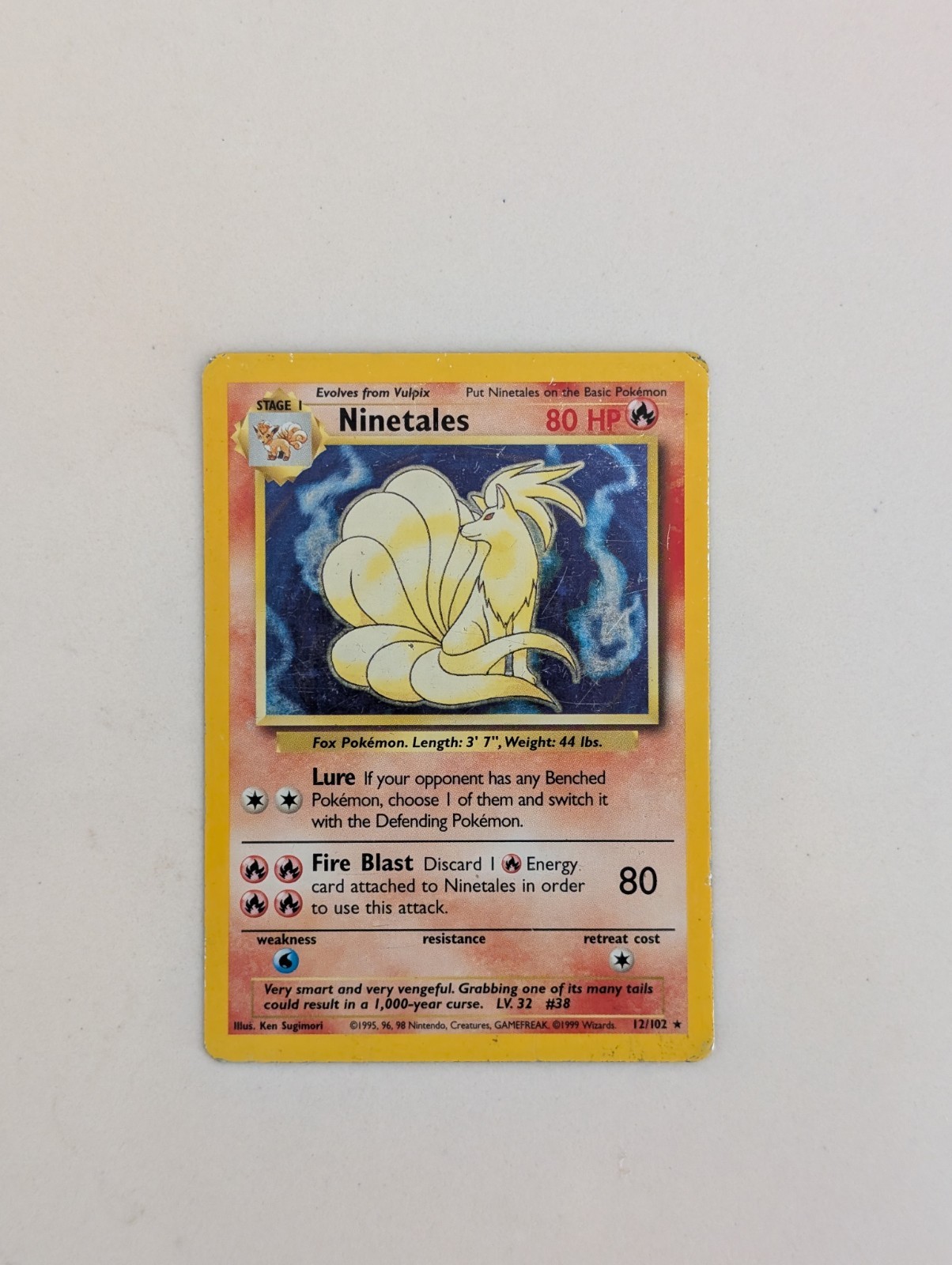 Ninetales Holo 12/102 – Base Set – MP – Vintage WOTC Pokémon