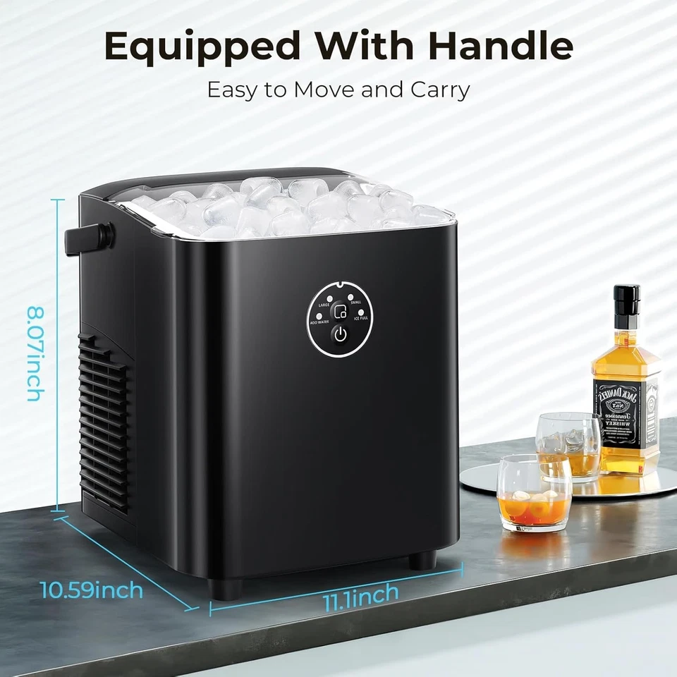 Countertop Ice Maker with Handle, 8 Bullet Ice Ready in 6 Mins, Self-Cleaning - Image 2 of 4