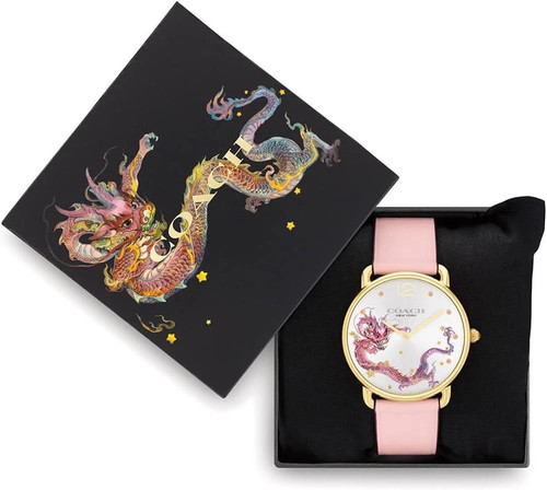 COACH x Lian Yang Perry Dragon Watch 14504248 Pink Leather Women