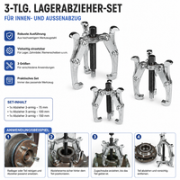 3 Teilig Abzieher Satz 75, 100, 150 Mm 3 Armig Lager Abzieher Innen AußEn Set !!