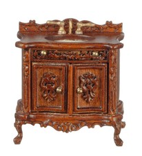 Puppenhaus Frisier Einheit Waschbecken Walnuss 1:24 Halb Zoll JBM Bad Möbel