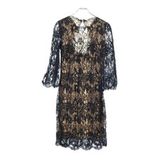 EMILIO PUCCI Women's Lace Layered Long Sleeve Midi Tight Dress in Black size 34