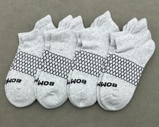 4 Pairs BOMBAS Women's Honeycomb Solid Ankle Socks Cushion Size Med Grey
