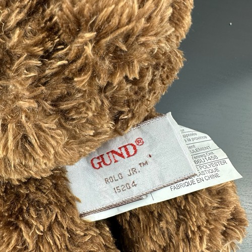 Gund Rolo JR. Brown Teddy Bear Checkered Ribbon 10” #15204 Plush Stuffed Animal - Foto 3 di 4