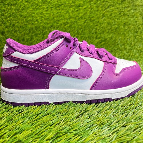 Nike Dunk Low Girls Size 13.5C Purple White Athletic Leather Shoes Sneakers