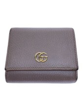 GUCCI Bifold Wallet Leather BEG Ladies From Japan